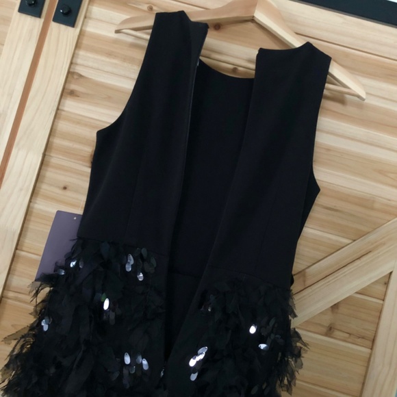 NWT JS Collections Black Ruffle Evening Gown 4 - Picture 7 of 14